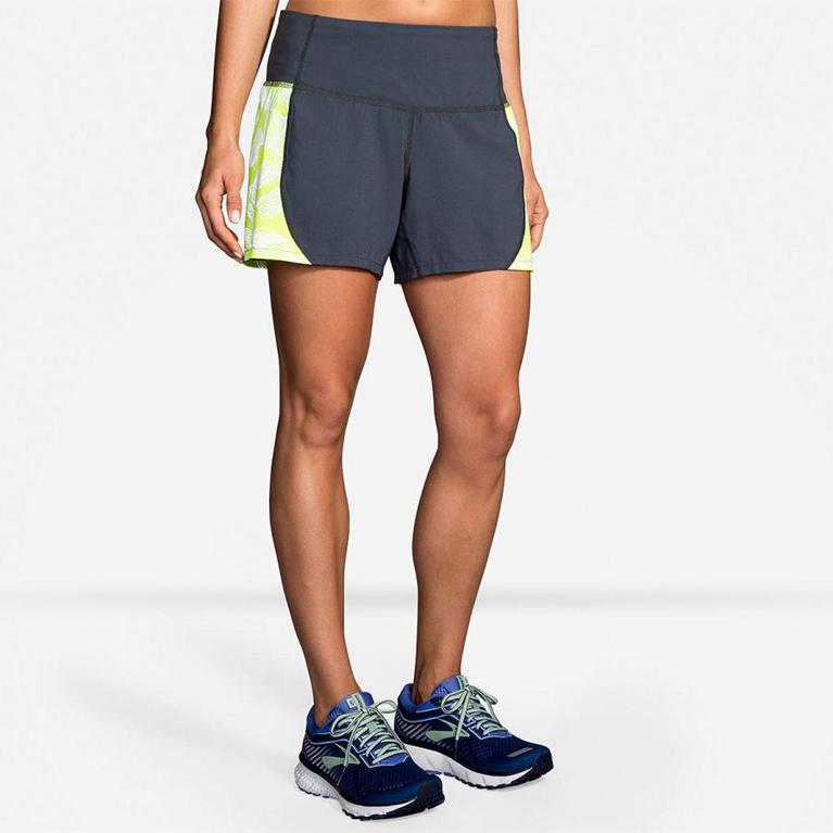 Brooks Nightlife 5 Women's Running Shorts - Grey (65974-OTYQ)